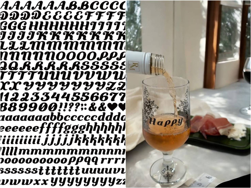【ガラス用】mini イニシャル転写紙　ブラック　アルファベット　英文字　数字　A5サイズ （ポーセラーツ 転写紙 ポーセリアート )