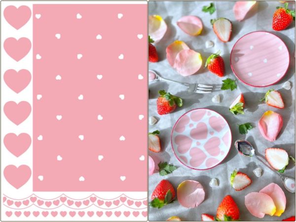 【白磁用】Love Loveラブリーハート転写紙　A3サイズ　　（ポーセラーツ 転写紙 ポーセリンアート )