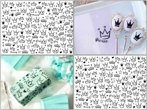 【白磁用】Crown＆Tiara クラウンアンドティアラ転写紙　( ポーセラーツ 転写紙 ポーセリンアート)