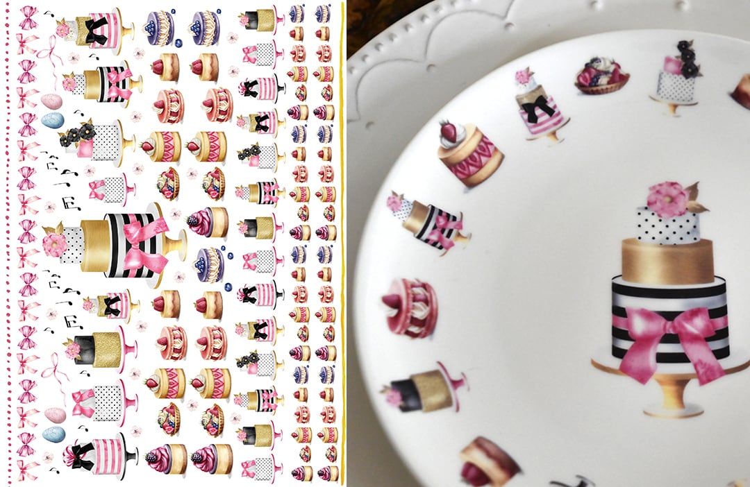 【白磁用】Cake　ケーキ転写紙　ポーセラーツ　転写紙　（ポーセラーツ ポーセリンアート 転写紙)