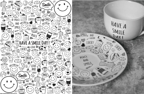 【白磁用】Smile Cafe 転写紙 スマイルカフェ （ポーセラーツ 転写紙 ポーセリアート)