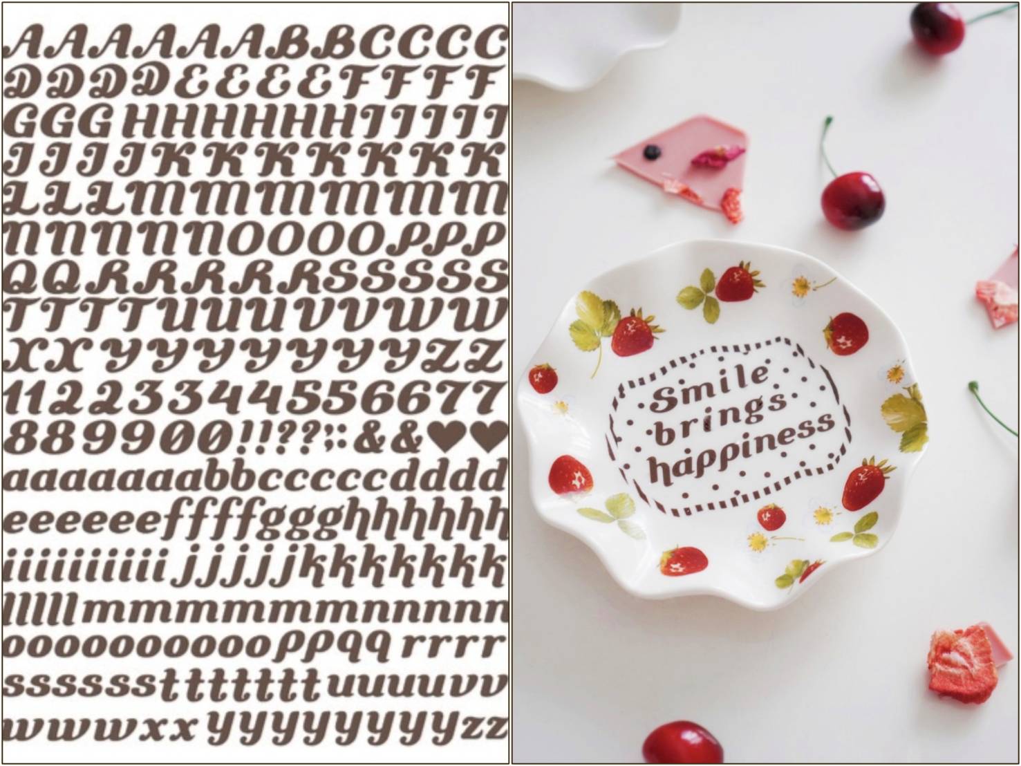 【白磁用】mini イニシャル転写紙　ブラウン　アルファベット　英文字　数字　A5サイズ （ポーセラーツ 転写紙 ポーセリアート )