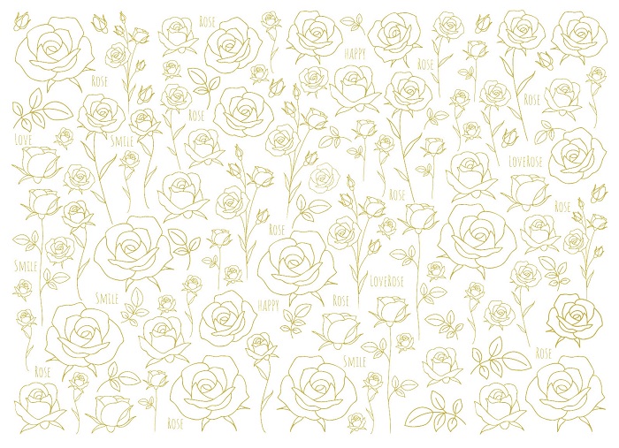 【白磁用】LOVE ROSE  ゴールド　（ポーセラーツ ポーセリンアート 花柄  韓国風イラスト 転写紙)