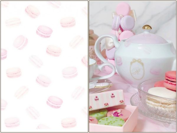 【白磁用】ふんわりパステルマカロン転写紙 ・ピンクパープル （ポーセラーツ 転写紙 ポーセリンアート )