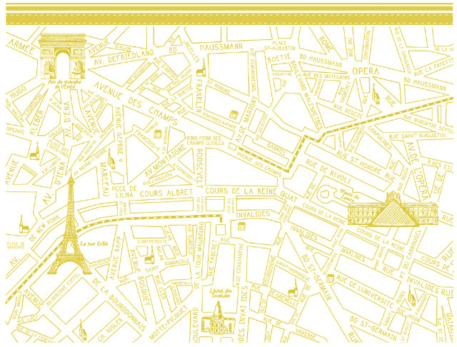 【白磁用】ParisMapパリマップ転写紙　メタリックゴールド　（ポーセラーツ 転写紙 ポーセリアート )