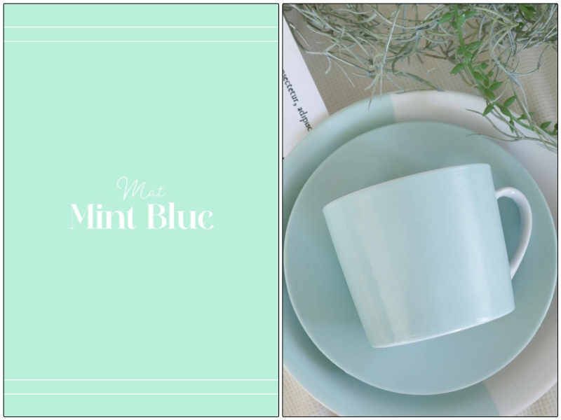 【白磁用】Mint Blue ミントブルー （つやなしマット単色）A３サイズ （ポーセラーツ ポーセリンアート 単色 転写紙)