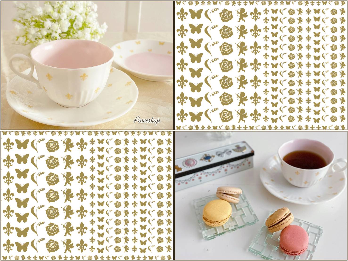 【白磁用】クラシック タイニー パターンズ 　ゴールド （ポーセラーツ ポーセリンアート 転写紙)