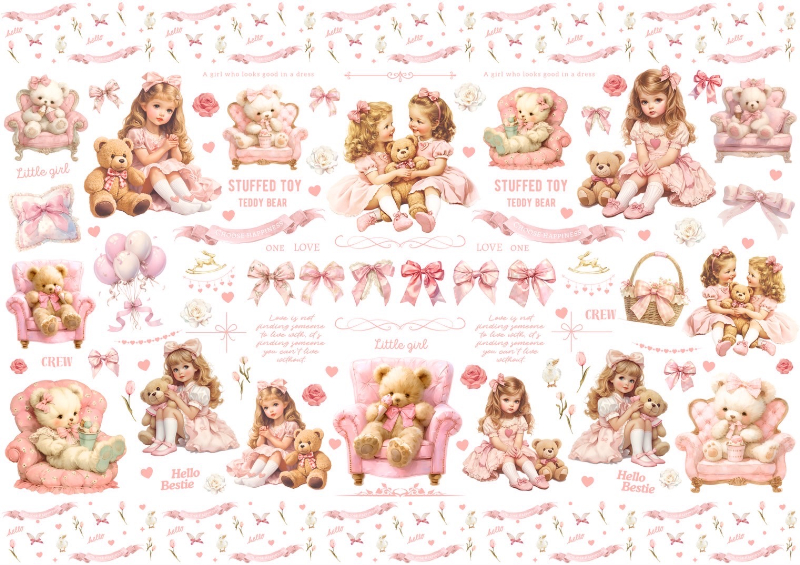 【セット割】sweet bear スイートベア 転写紙　※白磁＆ガラス用お得なセット10％オフ （ポーセラーツ ポーセリンアート 転写紙  リボン クマ 花)