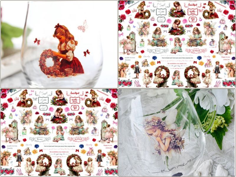 【ガラス用】Fairy Garden　フェアリーガーデン転写紙 （ポーセラーツ ポーセリンアート 花柄 転写紙)