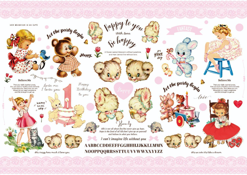 【セット割】 girls and animals ～picnic～　ガールズ＆アニマルズ転写紙　※白磁＆ガラス用お得なセット10％オフ　（ポーセラーツ ポーセリンアート 転写紙)