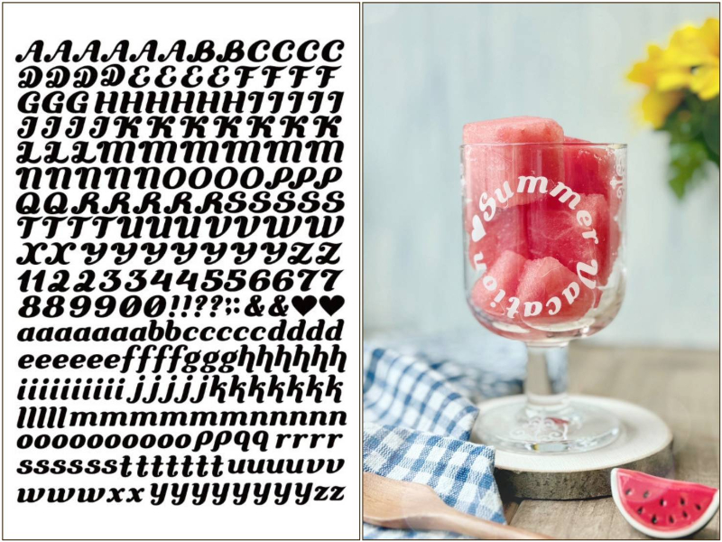 【ガラス用】mini イニシャル転写紙　ホワイト　アルファベット　英文字　数字　A5サイズ （ポーセラーツ 転写紙 ポーセリアート )