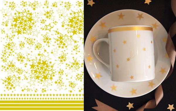 【白磁用】お星さまスター　ゴールド　A3サイズ(ポーセリンアート用転写紙 ポーセラーツ 転写紙 ポーセリアート )