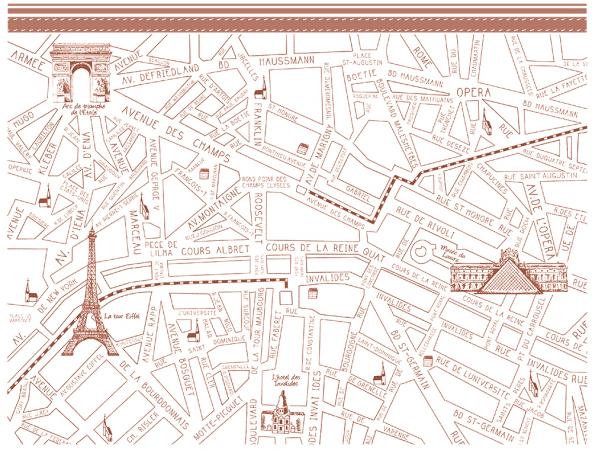 【白磁用】ParisMapパリマップ転写紙　ライトブラウン　( ポーセラーツ 転写紙 ポーセリンアート)
