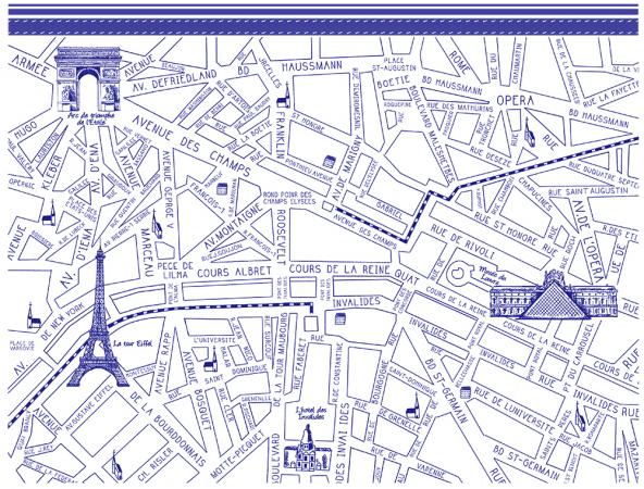 【白磁用】ParisMapパリマップ転写紙　ブルー　（ポーセラーツ 転写紙 ポーセリアート )