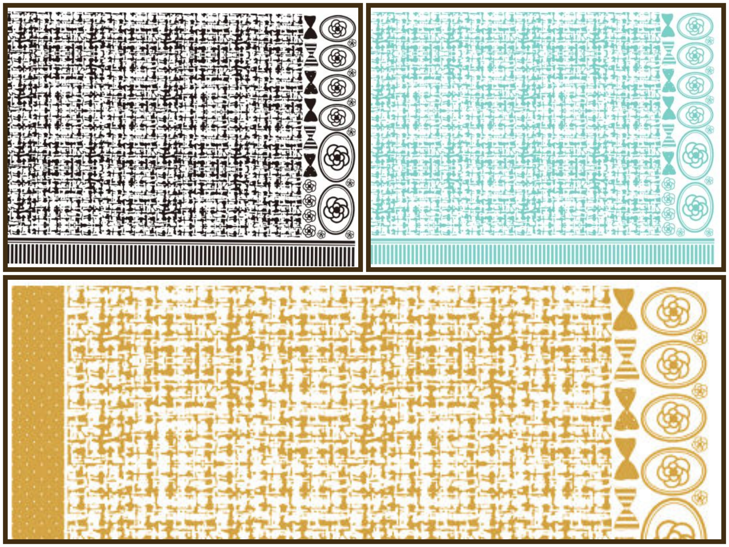【白磁用 セット割】ツイード転写紙　ロビンズエッグブルー＆ブラック＆ベージュセット　※２０％OFF　（ポーセラーツ 転写紙 ポーセリアート )