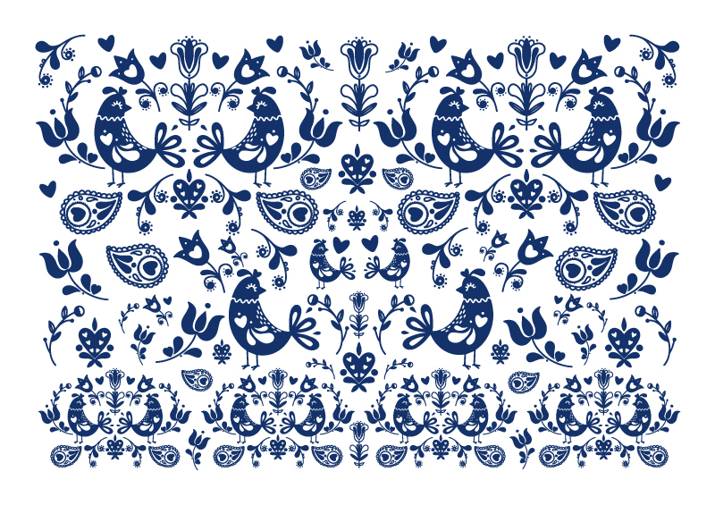 【セット割】北欧風 フローラルバード転写紙　※白磁＆ガラス用お得なセット20％オフ（ポーセラーツ 転写紙 ポーセリアート 鳥 花柄 スカンジナビア )