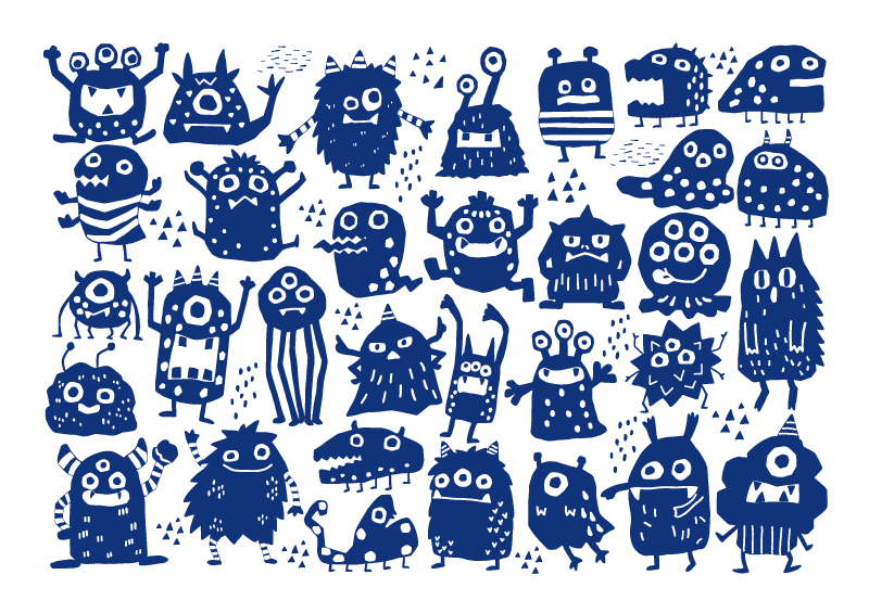 【セット割】おちゃめモンスター転写紙 ※白磁＆ガラス用お得なセット20％オフ（ポーセラーツ 転写紙 ポーセリアート 怪獣 キッズ)