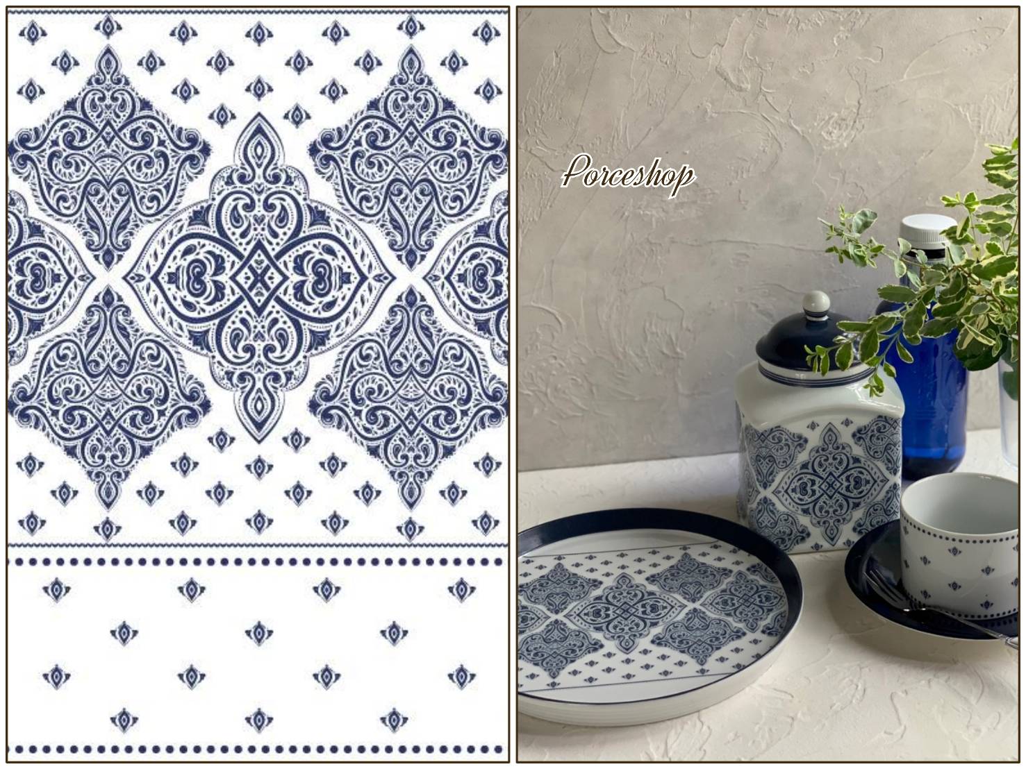 【白磁用】MANDALA マンダラ転写紙 ネイビー　（ポーセラーツ 転写紙 ポーセリアート )