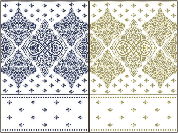 【白磁用・セット割】MANDALA マンダラ転写紙 ゴールド＆ネイビー ※20％OFF　（ポーセラーツ 転写紙 ポーセリアート )