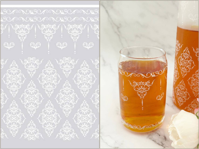 【ガラス用】装飾エレガント転写紙（ポーセラーツ ポーセリンアート ダマスク 転写紙)