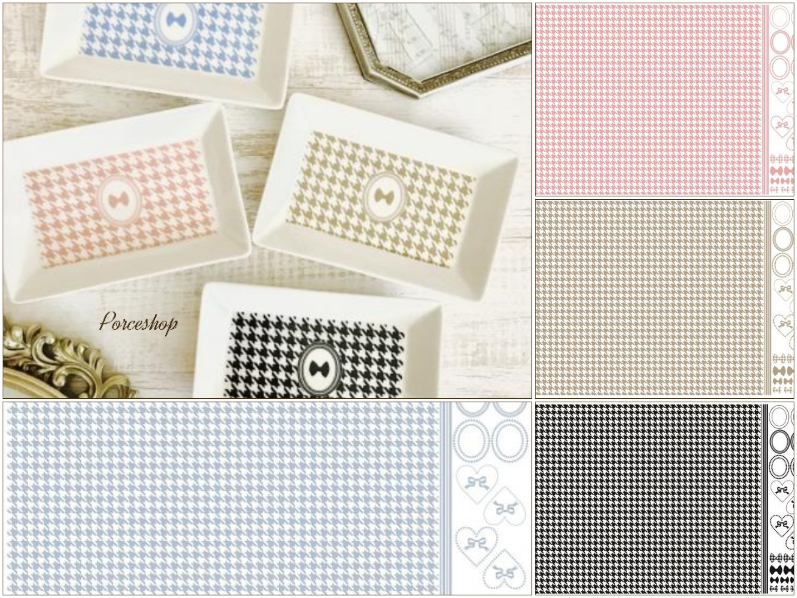 【白磁用 セット割】千鳥格子転写紙　4枚セット　※20％OFF （ポーセラーツ ポーセリンアート 転写紙)