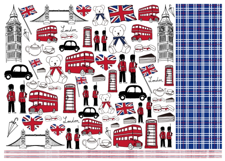 【セット割】Love London ロンドン 転写紙　※ガラス用＆白磁用セット　20％OFF　（ポーセラーツ ポーセリンアート 転写紙 くま)