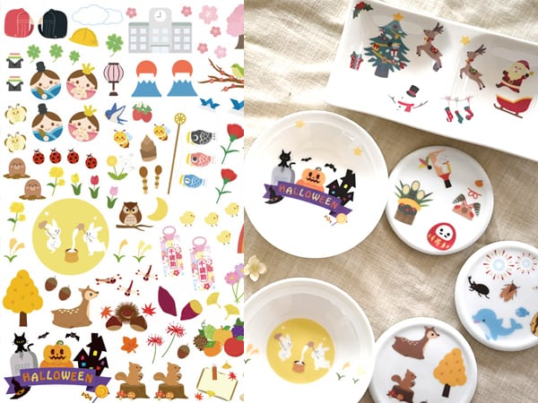【白磁用】年間イベント転写紙　ANNUAL EVENTS　A3サイズ （ポーセラーツ ポーセリンアート 転写紙)