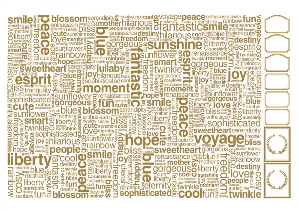 【白磁用】WORDS転写紙　ブラウン　( ポーセラーツ 転写紙 ポーセリンアート)