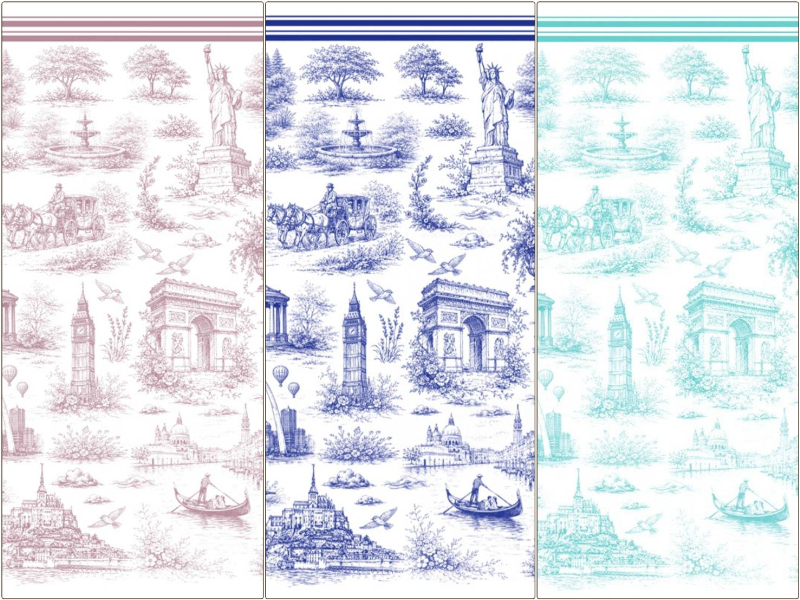 【白磁用★セット割】 Voyage Toile ヴォヤージュトワル転写紙 ネイビー＆くすみピンク＆アクアミント3色セット10％オフ♪ A4サイズ（ポーセラーツ 転写紙 ポーセリンアート  転写紙 NY トワルドジュイ ）