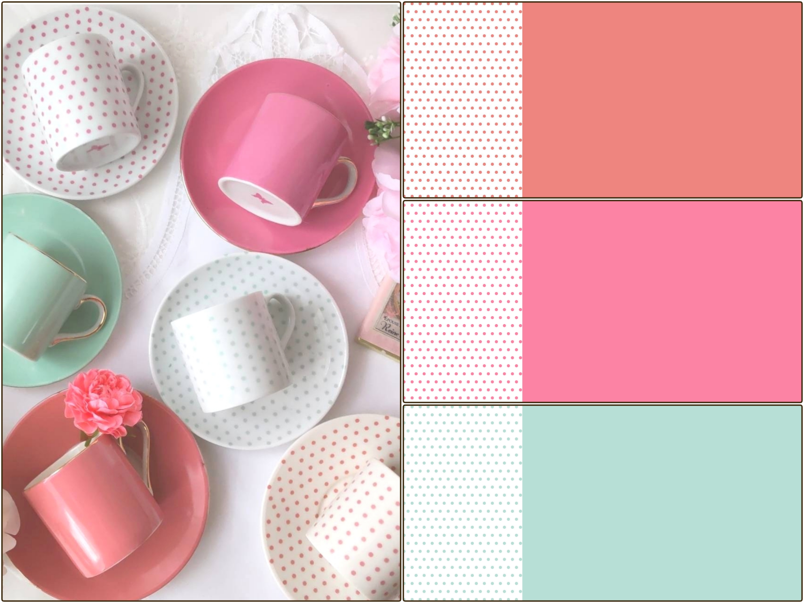 【白磁用・セット割】フレンチ ピンクオレンジ＆ミント＆オータムピンク　３色セット※20％OFF （ポーセラーツ ポーセリンアート 単色 転写紙)