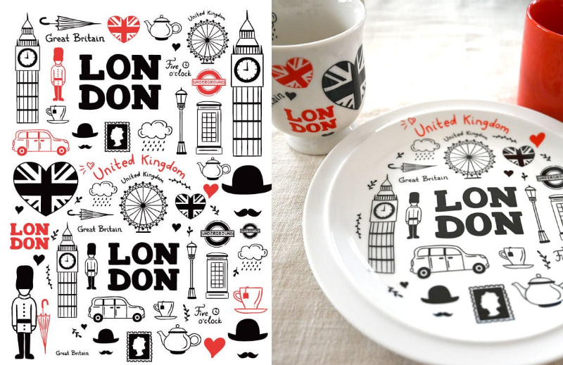 【白磁用】　I LOVE LONDON　ロンドン転写紙A4サイズ　（ポーセラーツ ポーセリンアート イギリス転写紙・旅)