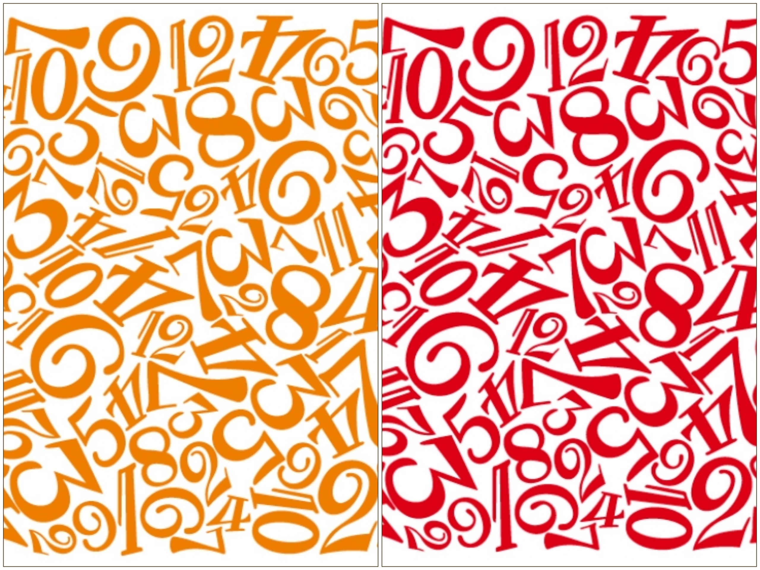 【ガラス用 セット割】numeral 数字転写紙　RED＆ORANGE 　※2０％OFF( ポーセラーツ 転写紙 ポーセリンアート ナンバー)