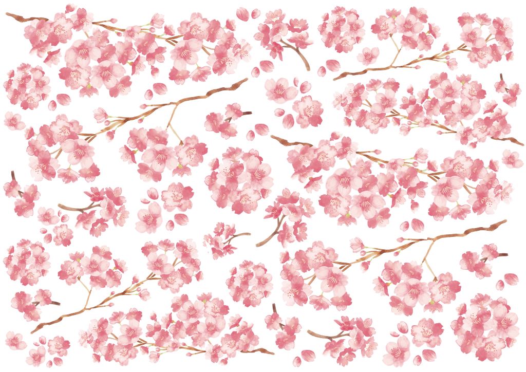 【セット割】桜転写紙 チェリーブロッサム　サクラ　さくら　白磁用＆ガラス用　※20％OFF （ポーセラーツ ポーセリンアート  和柄  花柄 転写紙)